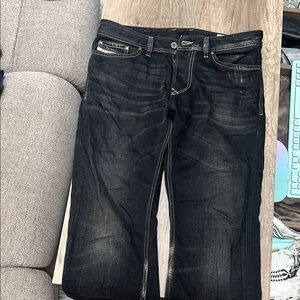 Diesel Black Slim Jeans with Subtle Fading